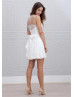 Ivory Lace Slit Back Short Wedding Dress 